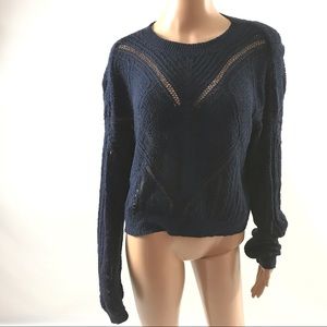 BCBG Max Azria Women Crotchet Crew Neck Sweater S